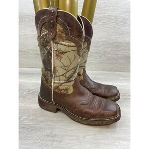 Justin Boots L9609 Women's Boot Western Cowgirl Square-Toe Leather US 8.5B Brown